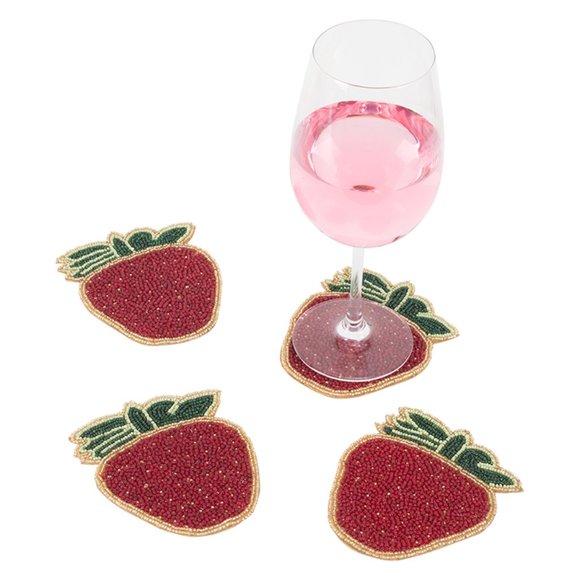 🆕 Strawberry Beaded Coasters by Cloud9 Design - Picture 1 of 5
